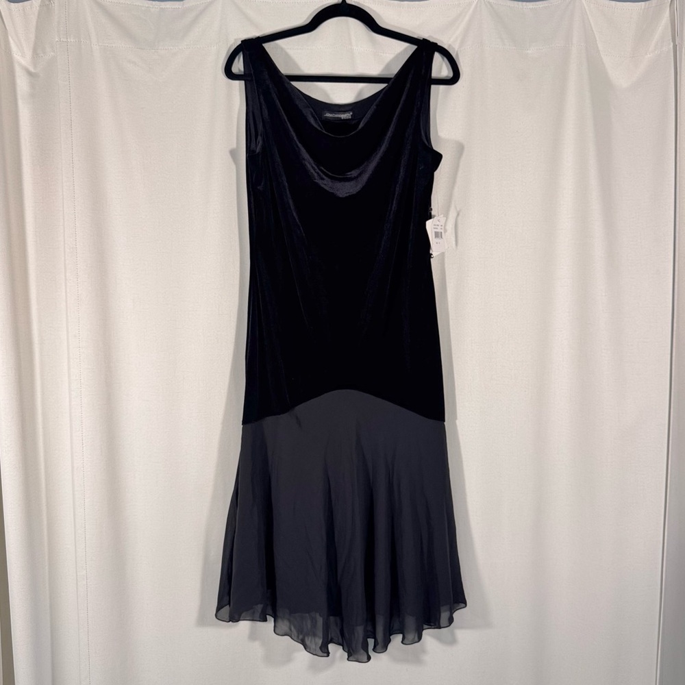 Jonathan Martin Studio Black Velvet & Chiffon Midi Dress